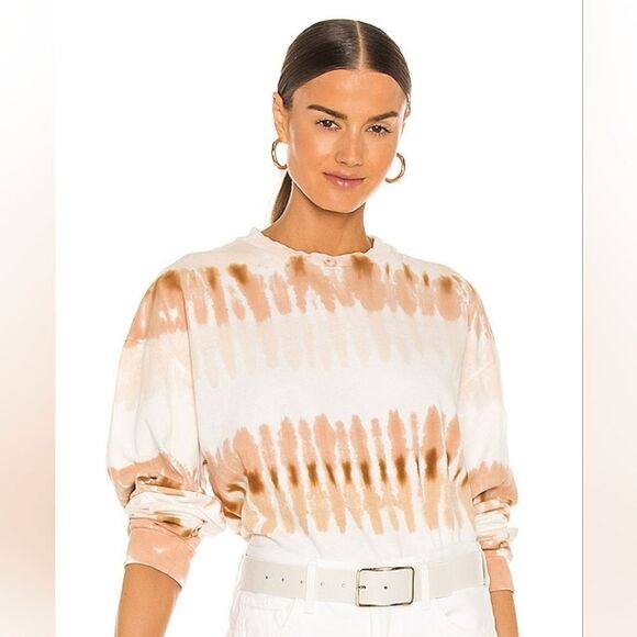 Oversized Long Sleeve Sweatshirt Citizens of Humanity tie dye white brown S - Picture 1 of 9